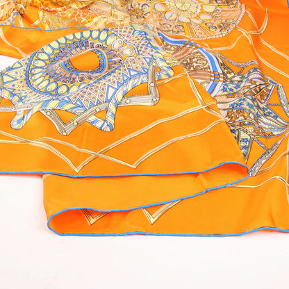 Hermès Carré 140 "LES DOMES CELESTES" Silk handkerchief in Orange