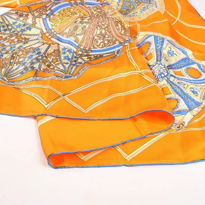 Hermès Carré 140 "LES DOMES CELESTES" Silk handkerchief in Orange