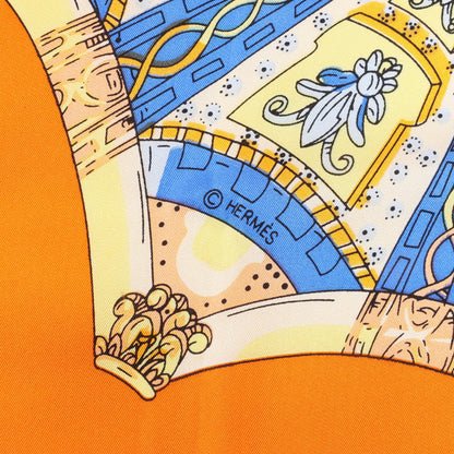 Hermès Carré 140 "LES DOMES CELESTES" Silk handkerchief in Orange