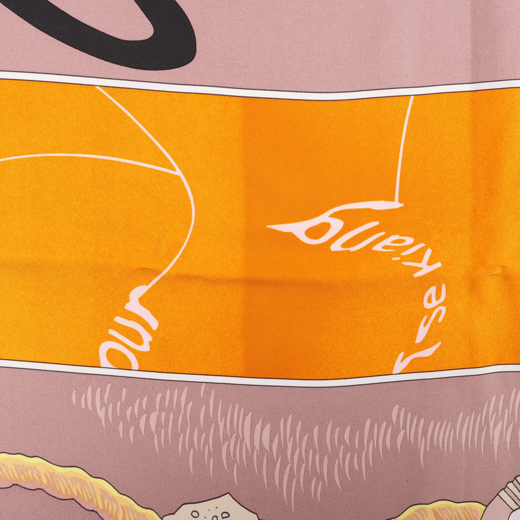 Hermès Carré 140 "Caleche Mors et Bouteilles" Silk handkerchief in Pink x Beige