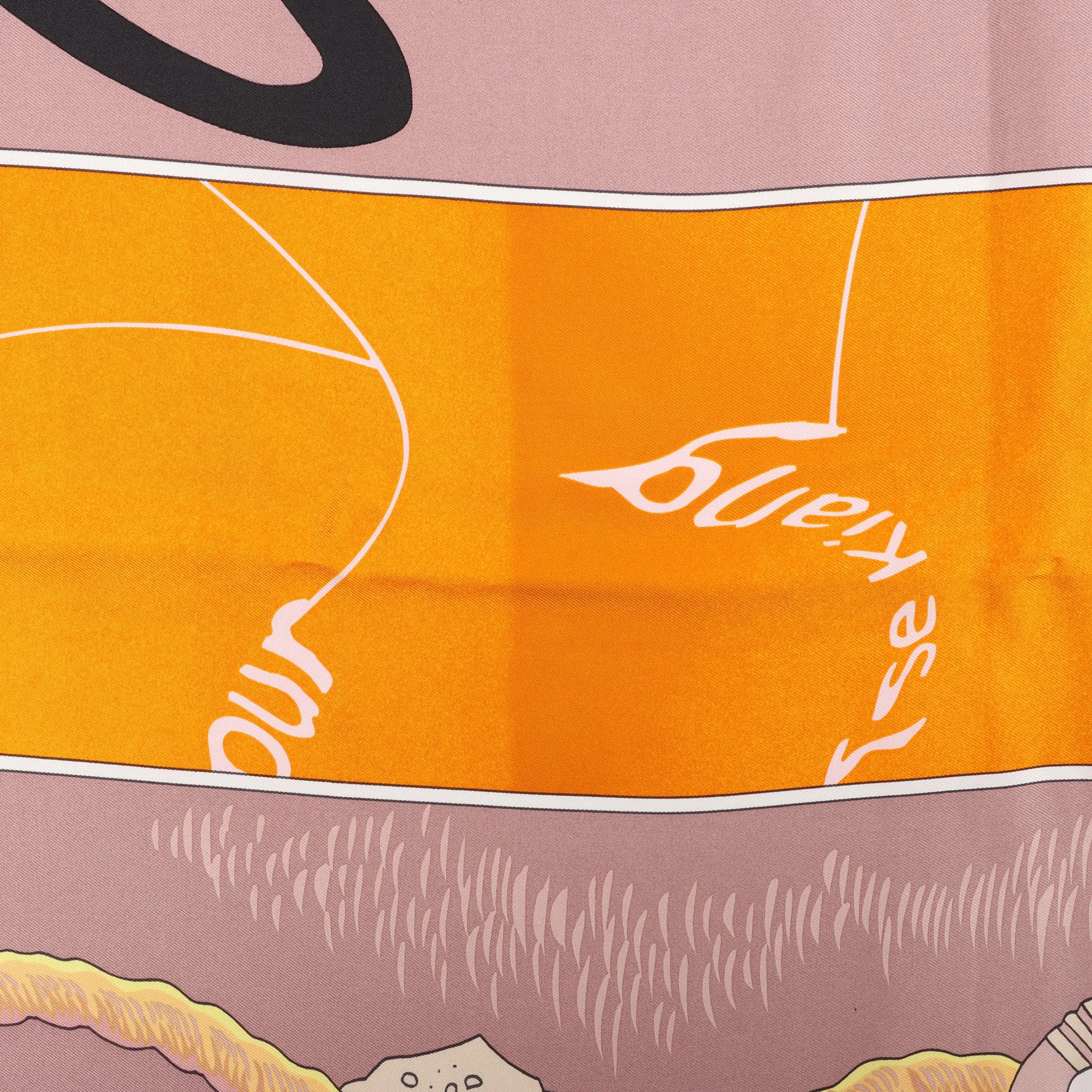Hermès Carré 140 "Caleche Mors et Bouteilles" Silk handkerchief in Pink x Beige
