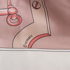 Hermès Carré 140 "Caleche Mors et Bouteilles" Silk handkerchief in Pink x Beige