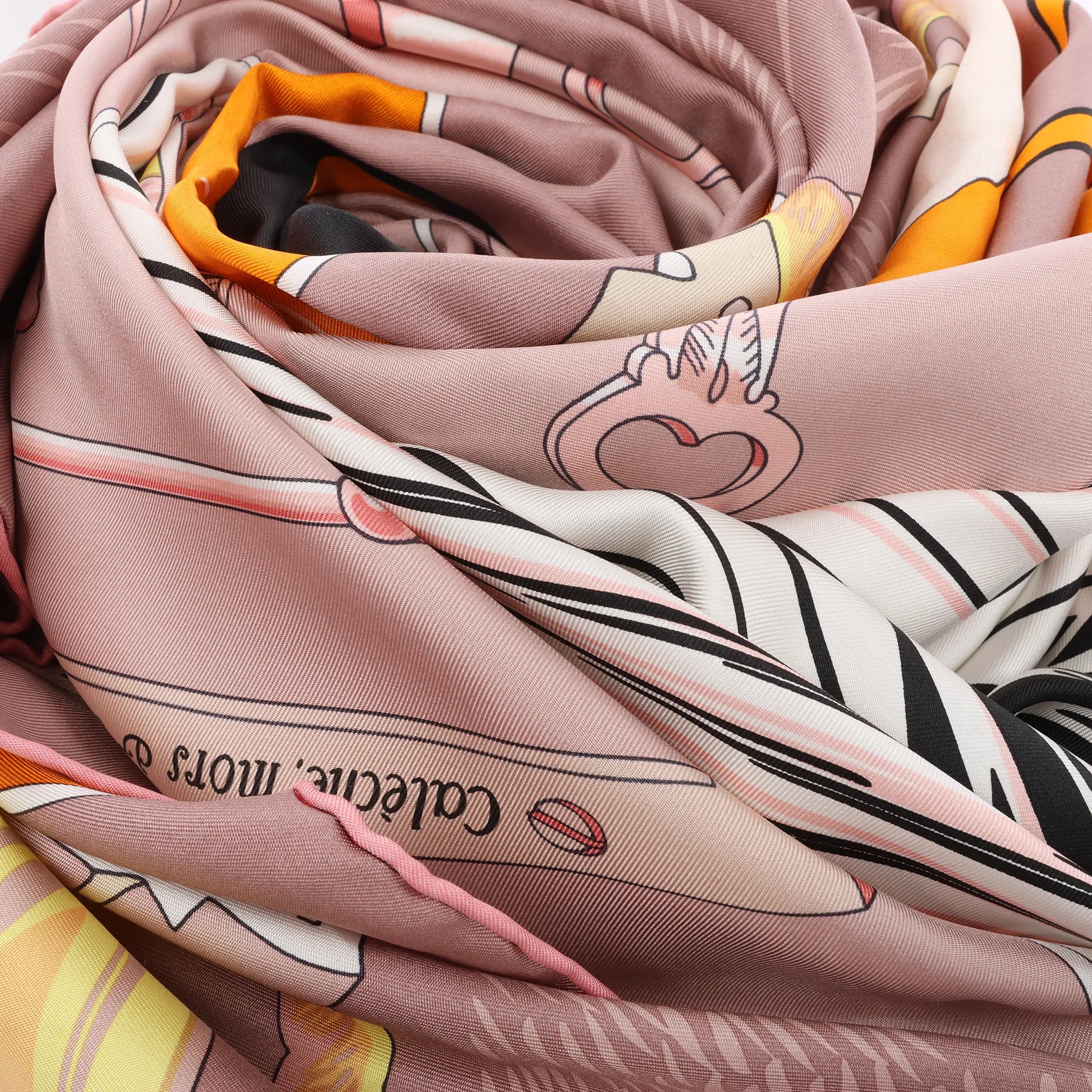 Hermès Carré 140 "Caleche Mors et Bouteilles" Silk handkerchief in Pink x Beige