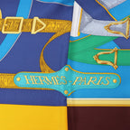 Hermès Carré 140 "Eperon d'Or" Silk handkerchief in Blue x Brown