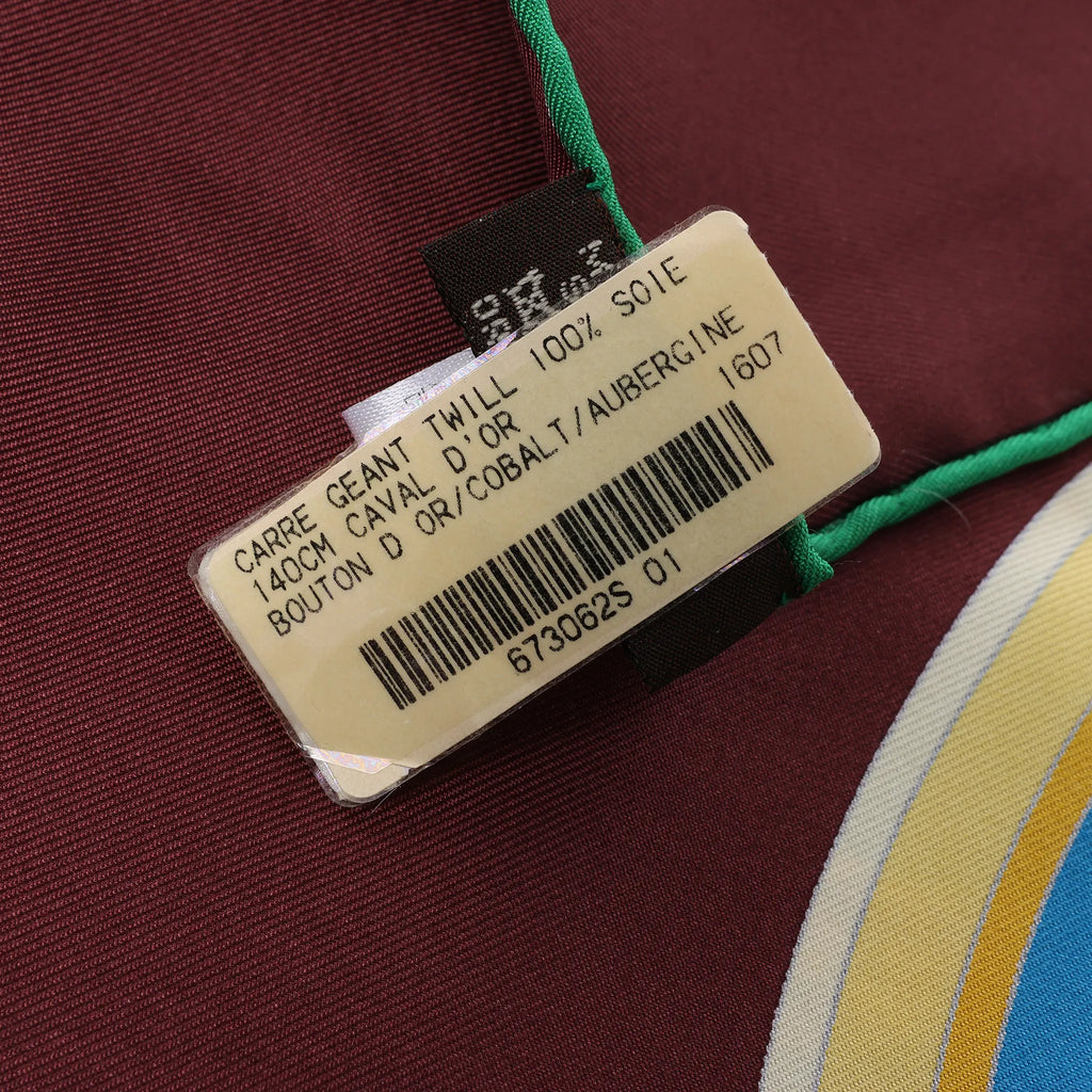 Hermès Carré 140 "Eperon d'Or" Silk handkerchief in Blue x Brown