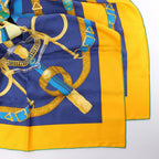 Hermès Carré 140 "Eperon d'Or" Silk handkerchief in Blue x Brown
