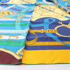 Hermès Carré 140 "Eperon d'Or" Silk handkerchief in Blue x Brown