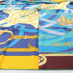 Hermès Carré 140 "Eperon d'Or" Silk handkerchief in Blue x Brown