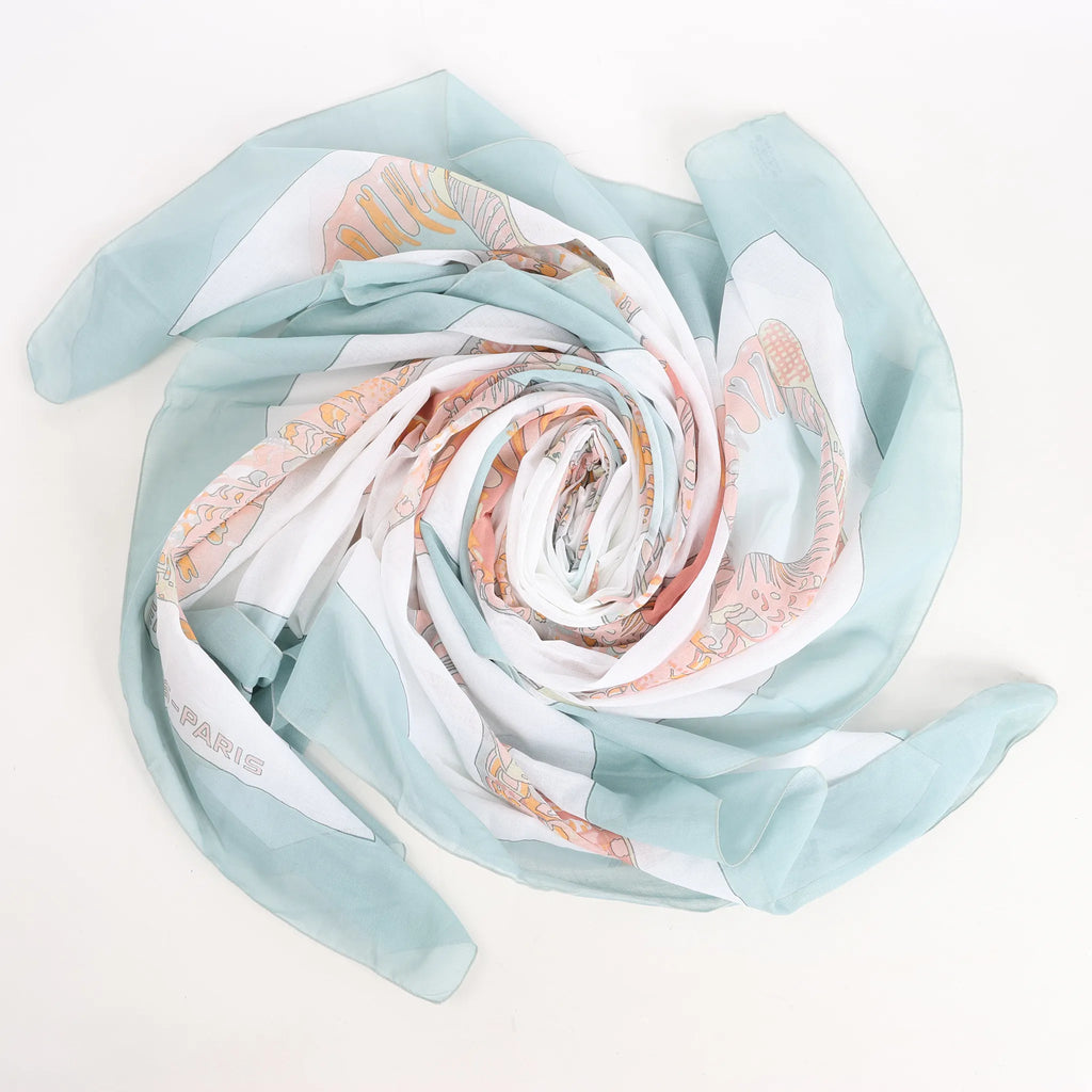 Hermès Carré "Shell" Cotton handkerchief in Blue