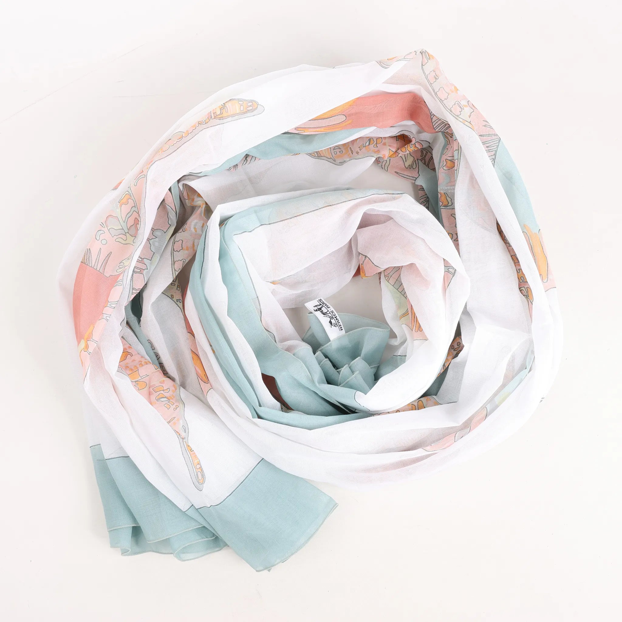 Hermès Carré "Shell" Cotton handkerchief in Blue