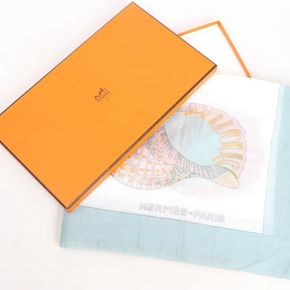 Mouchoir Hermès Carré « Coquillage » en coton bleu