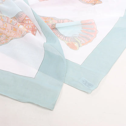 Mouchoir Hermès Carré « Coquillage » en coton bleu