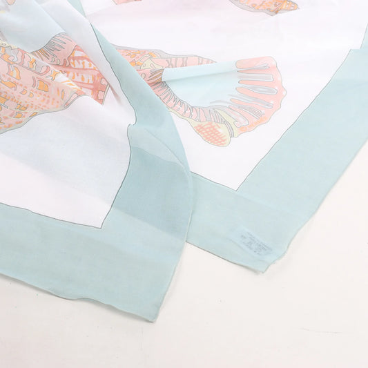 Mouchoir Hermès Carré « Coquillage » en coton bleu