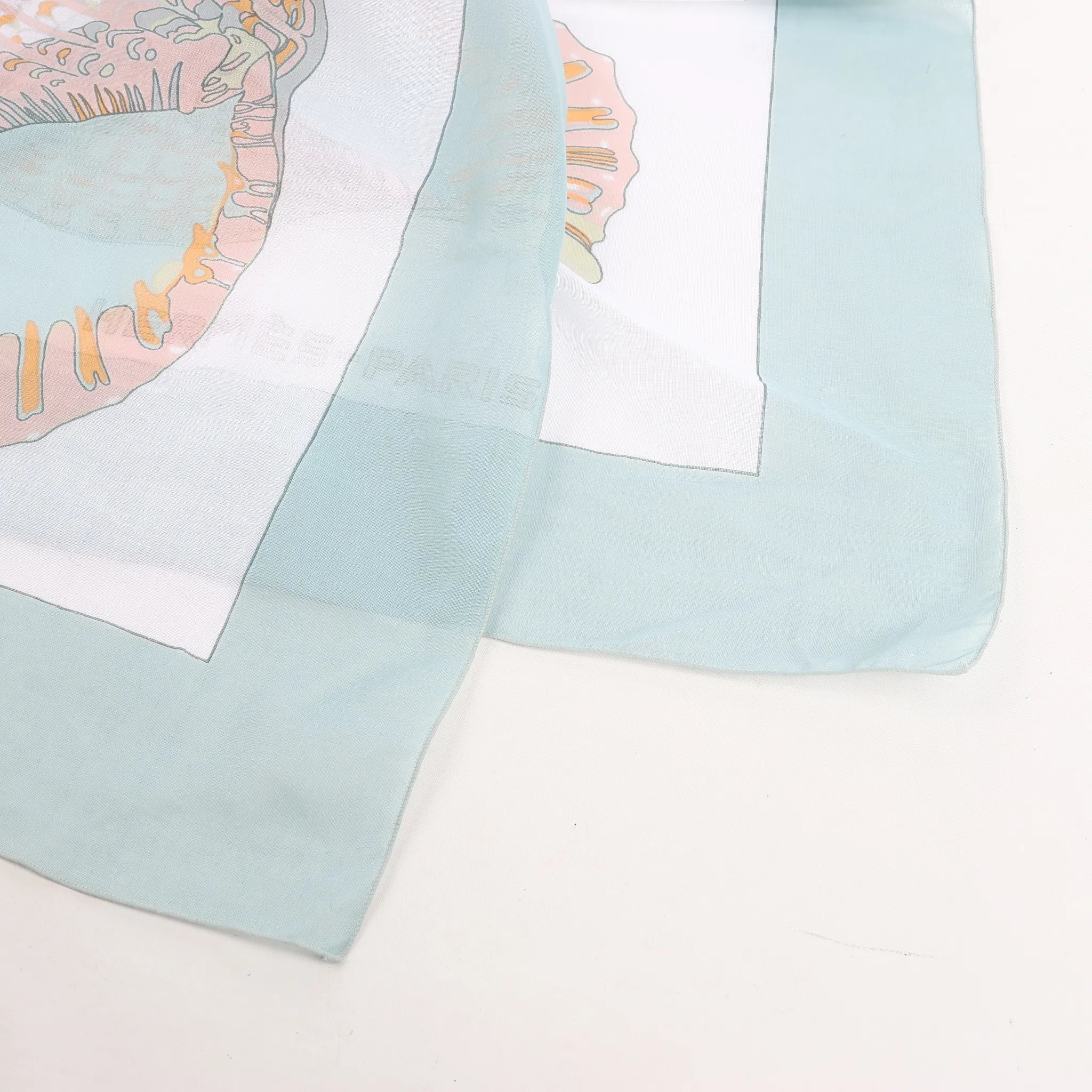 Hermès Carré "Shell" Cotton handkerchief in Blue