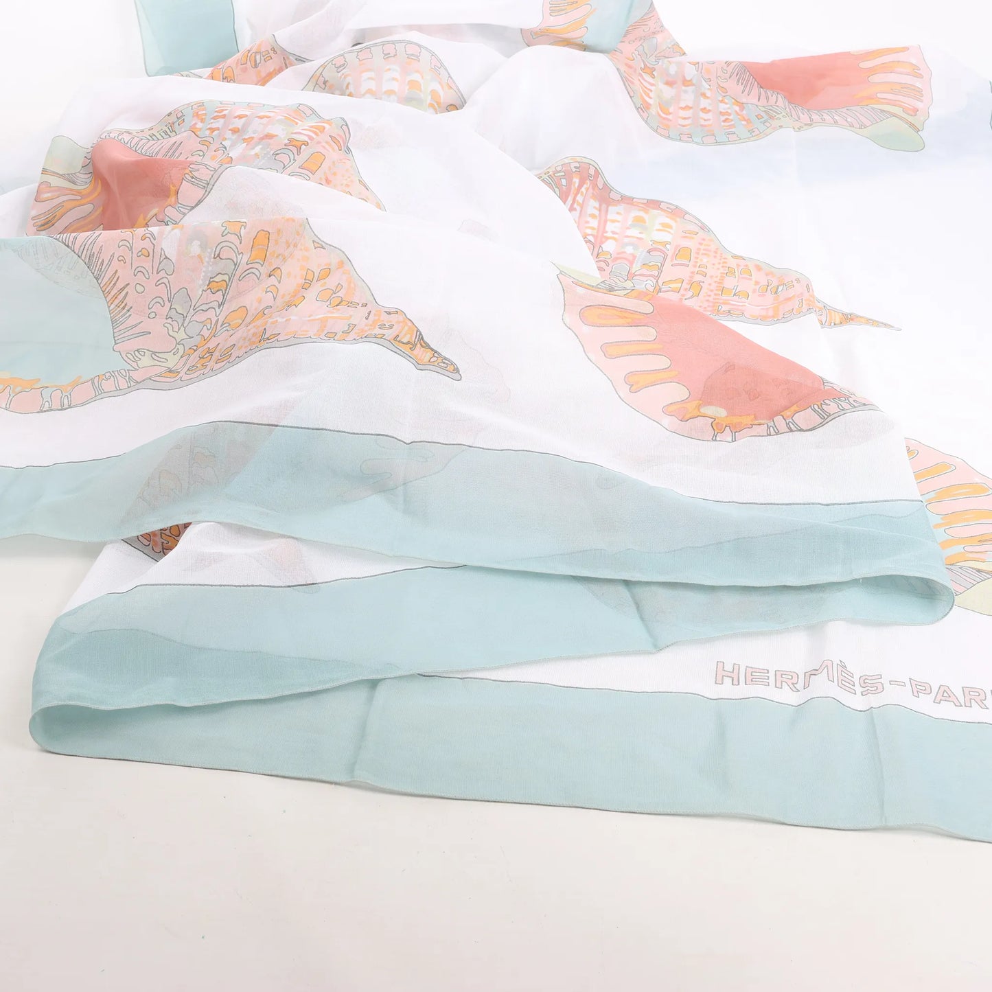 Mouchoir Hermès Carré « Coquillage » en coton bleu