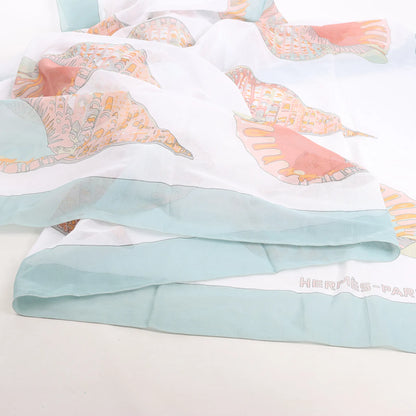 Mouchoir Hermès Carré « Coquillage » en coton bleu