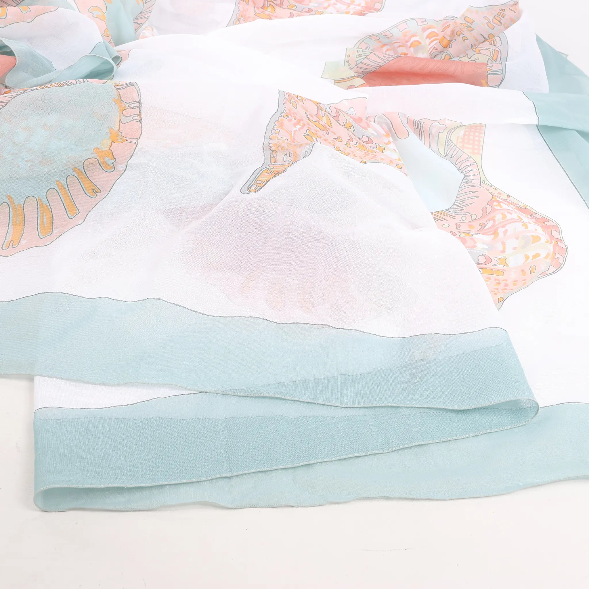 Hermès Carré "Shell" Cotton handkerchief in Blue
