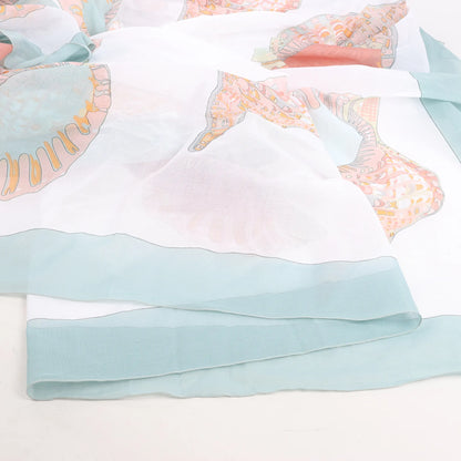 Mouchoir Hermès Carré « Coquillage » en coton bleu