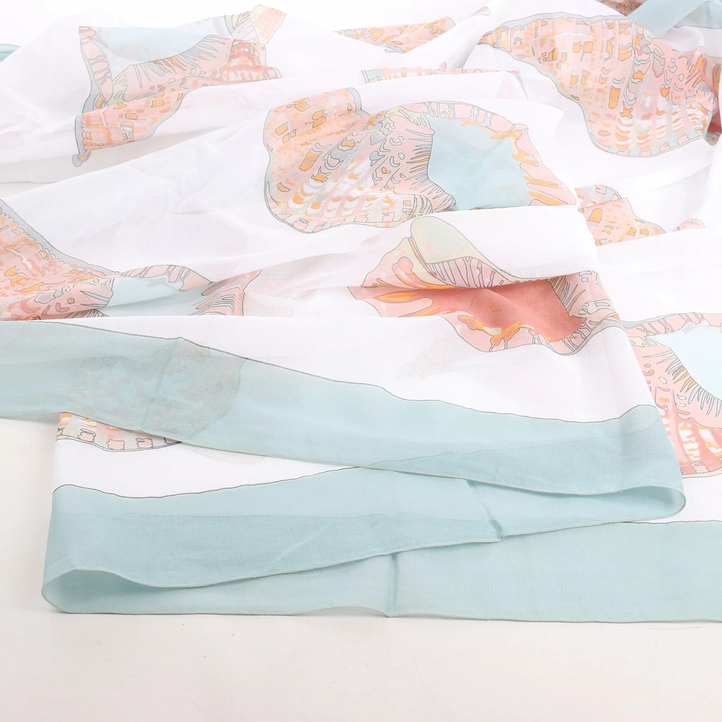 Mouchoir Hermès Carré « Coquillage » en coton bleu