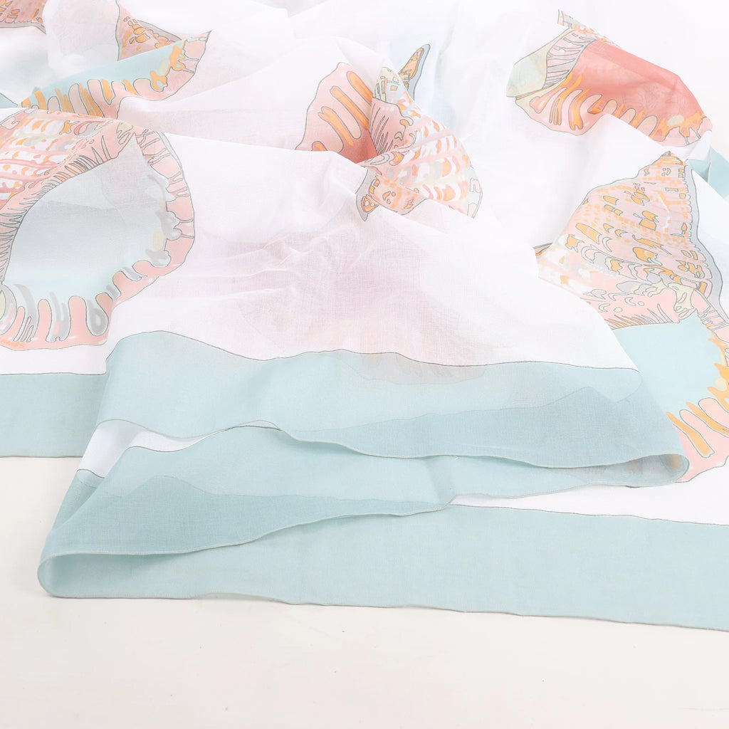 Hermès Carré "Shell" Cotton handkerchief in Blue