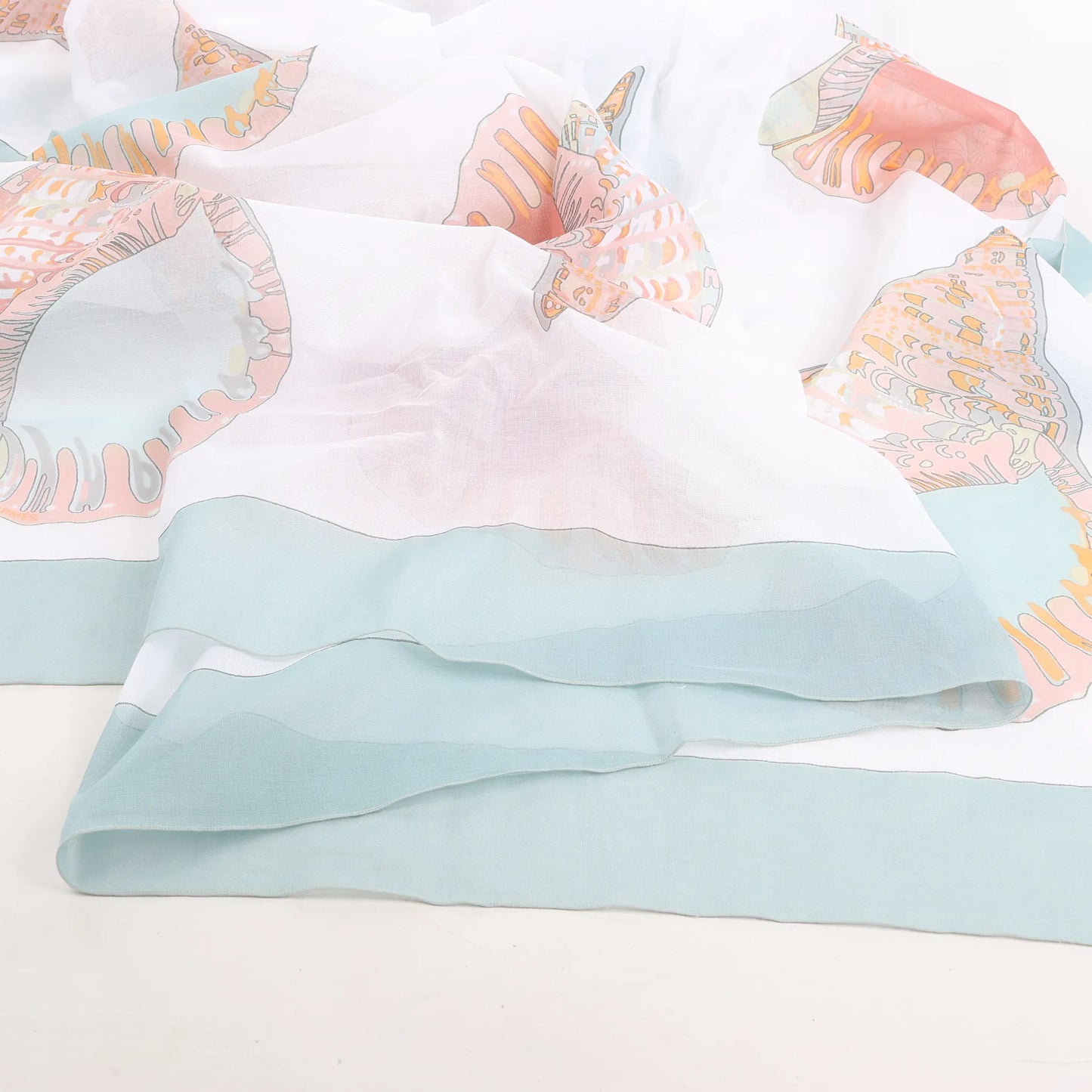 Mouchoir Hermès Carré « Coquillage » en coton bleu