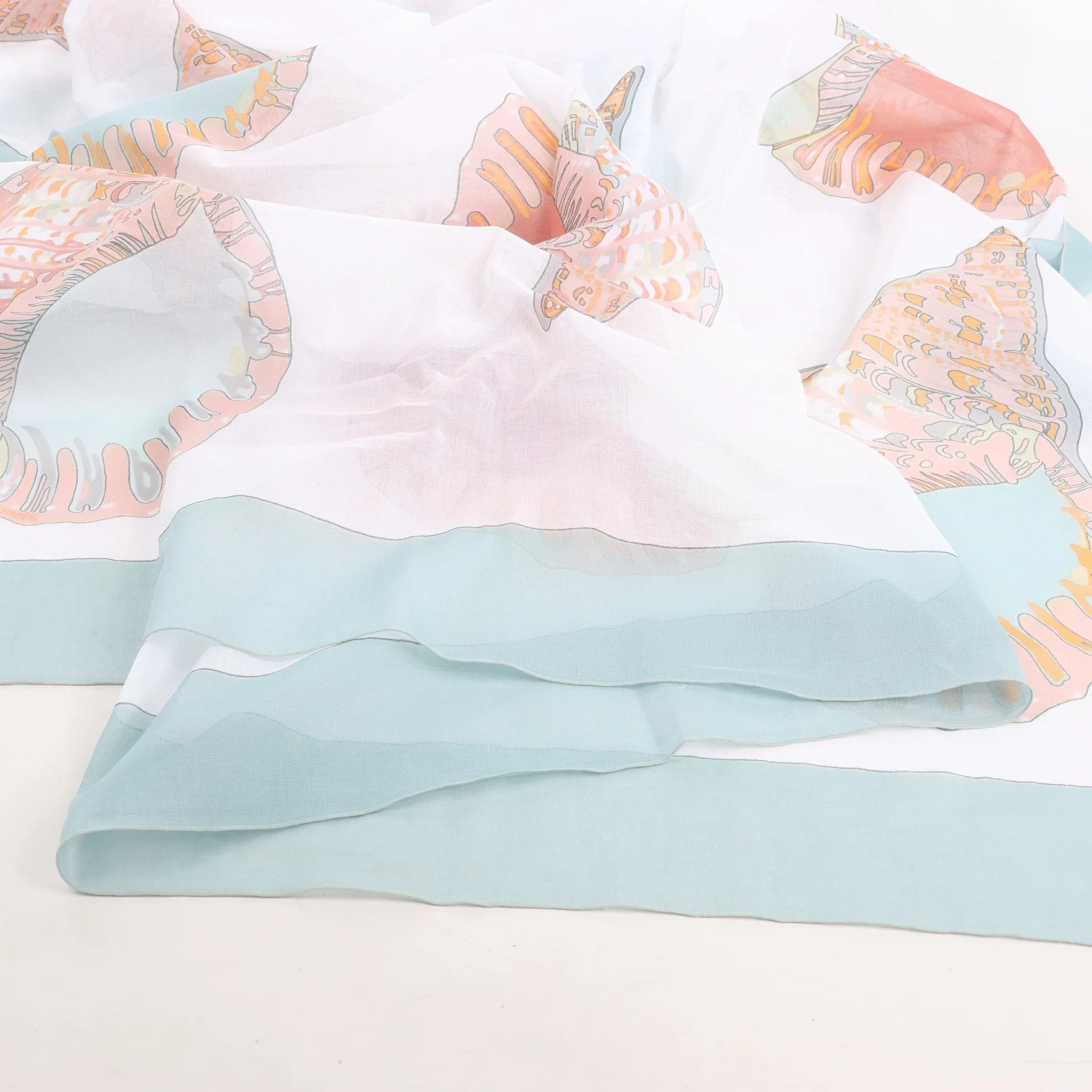 Hermès Carré "Shell" Cotton handkerchief in Blue