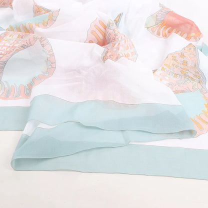 Mouchoir Hermès Carré « Coquillage » en coton bleu