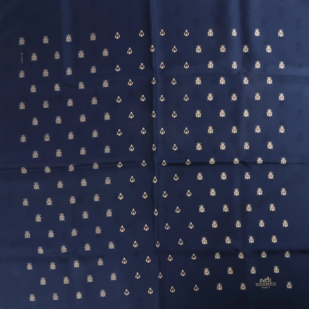 Pañuelo de seda Hermès Carré 70 "soleil de soie" en azul