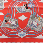 Hermès Carré 70 "CARRES VOLANTS" Silk handkerchief in Red