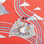 Hermès Carré 70 "CARRES VOLANTS" Silk handkerchief in Red