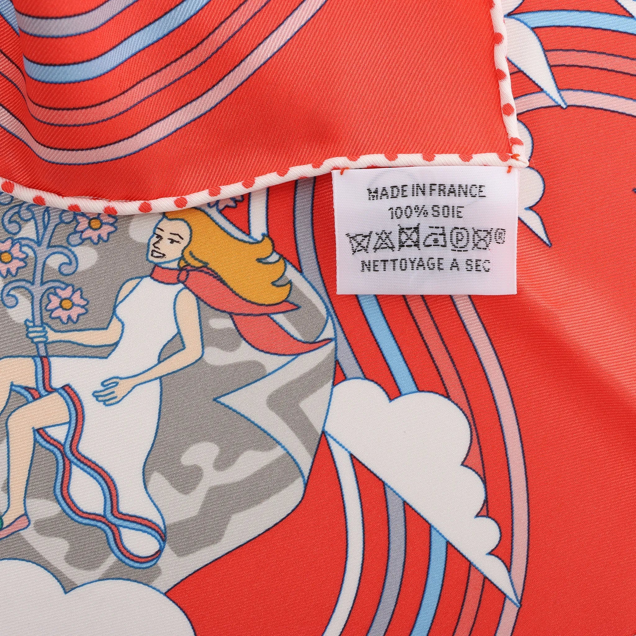 Hermès Carré 70 "CARRES VOLANTS" Silk handkerchief in Red