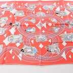 Hermès Carré 70 "CARRES VOLANTS" Silk handkerchief in Red