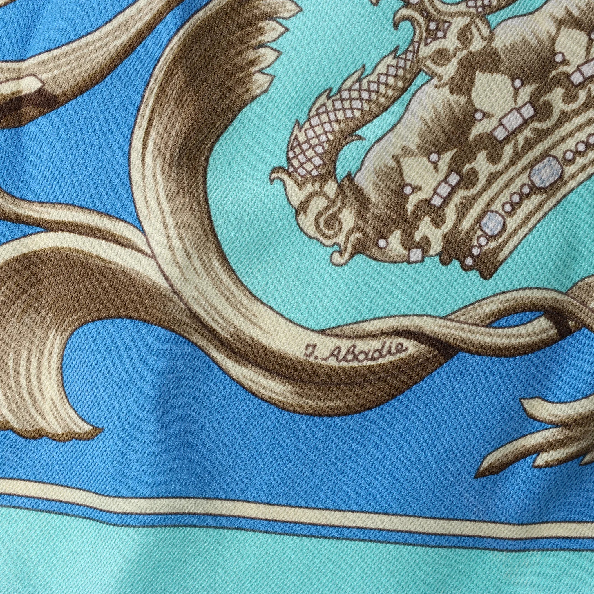 Hermès Carré 70 "Couronnes Crown" Silk handkerchief in Blue