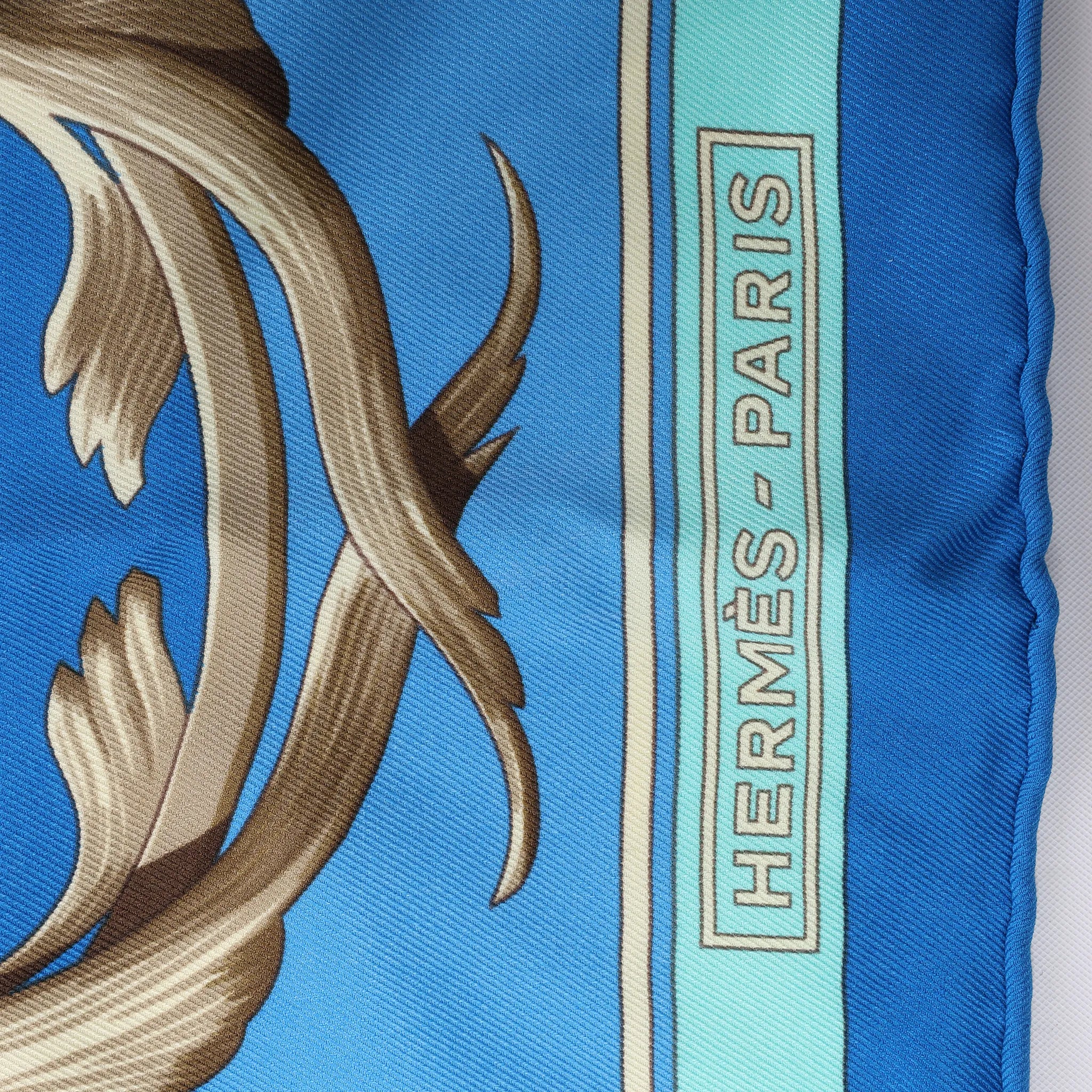 Hermès Carré 70 "Couronnes Crown" Silk handkerchief in Blue