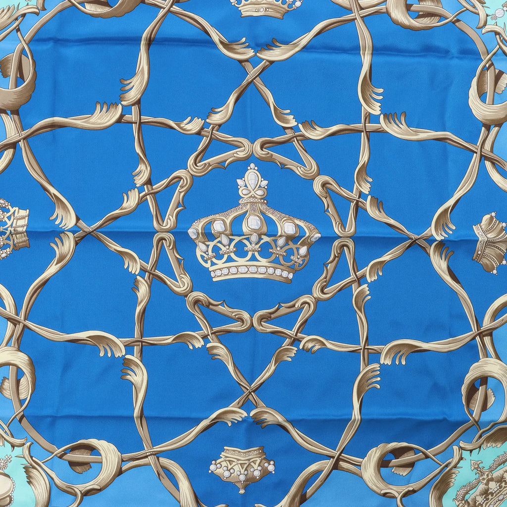 Hermès Carré 70 "Couronnes Crown" Silk handkerchief in Blue
