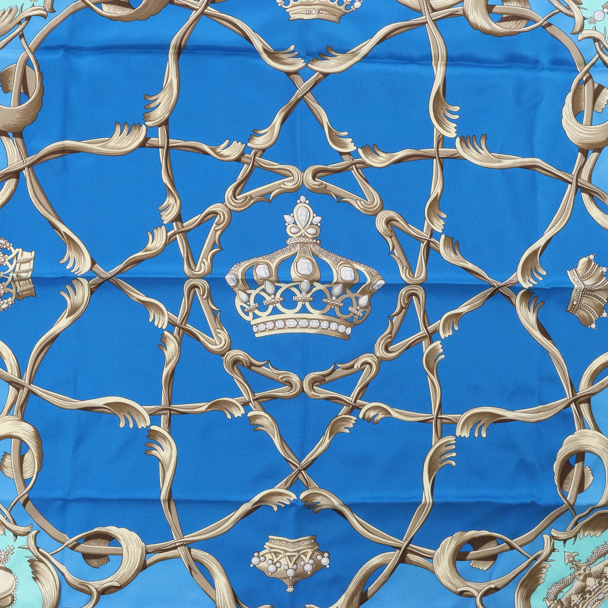Hermès Carré 70 "Couronnes Crown" Silk handkerchief in Blue