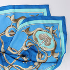 Hermès Carré 70 "Couronnes Crown" Silk handkerchief in Blue