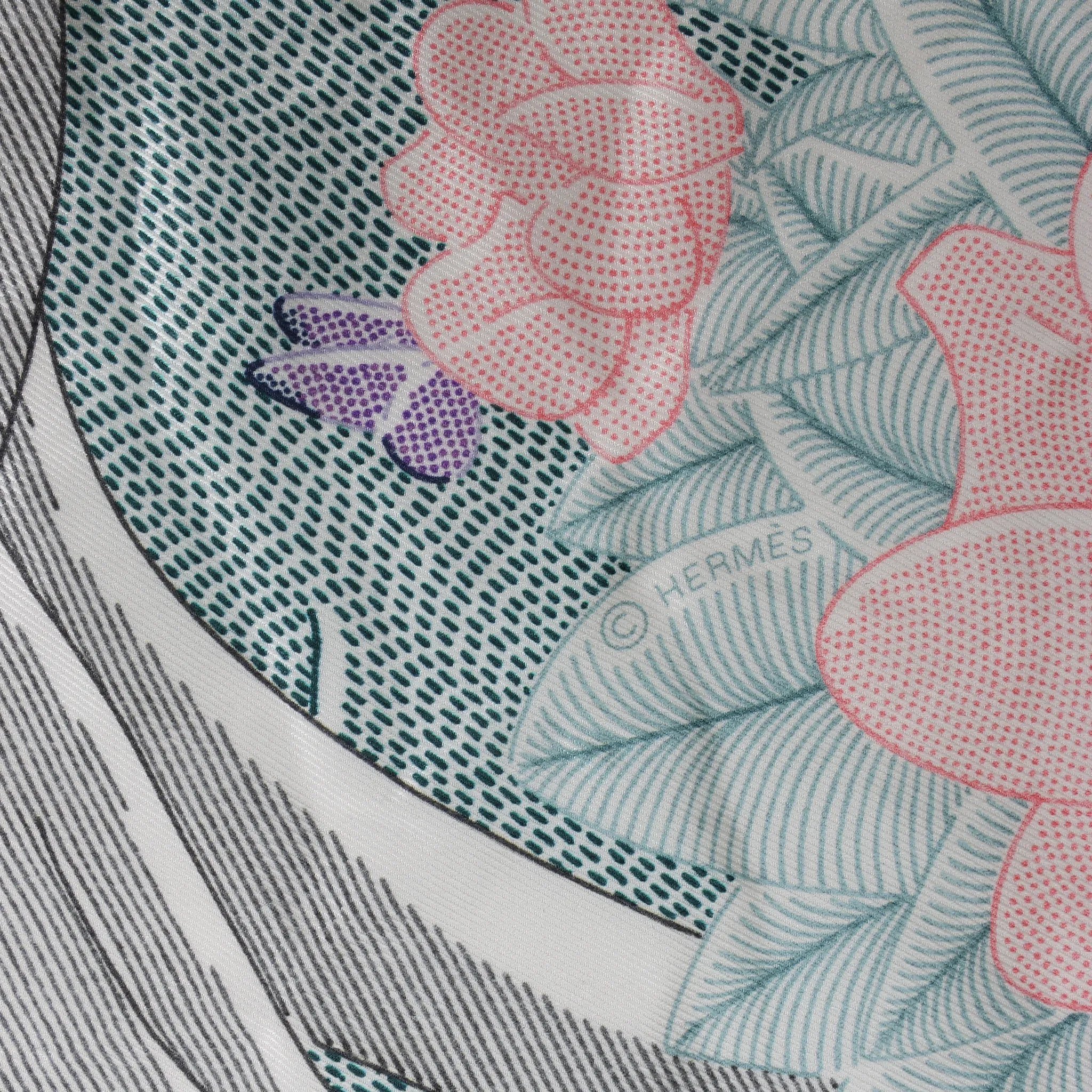 Hermès Carré 70 "Drunk by the wind" Silk handkerchief in Gray