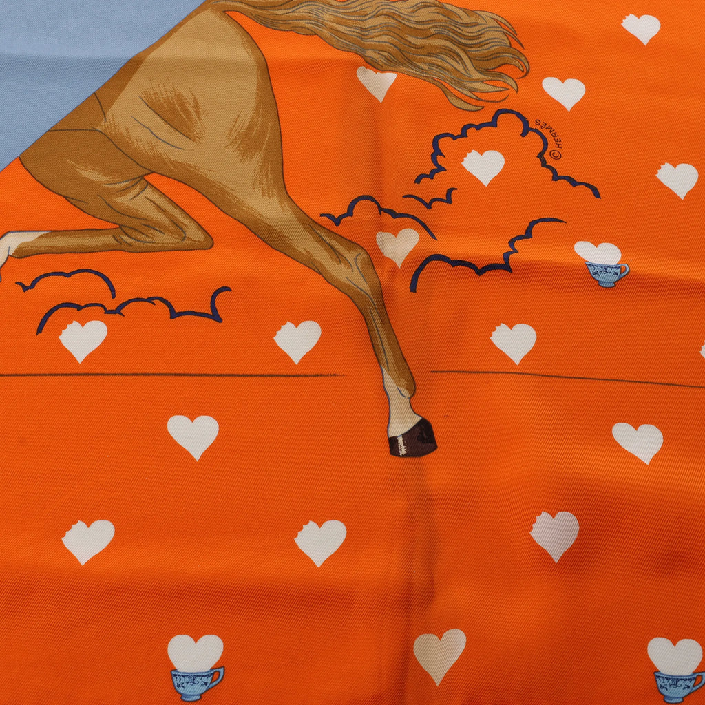 Hermès Carré 70 "Hermes Tea Time" Silk handkerchief in Orange