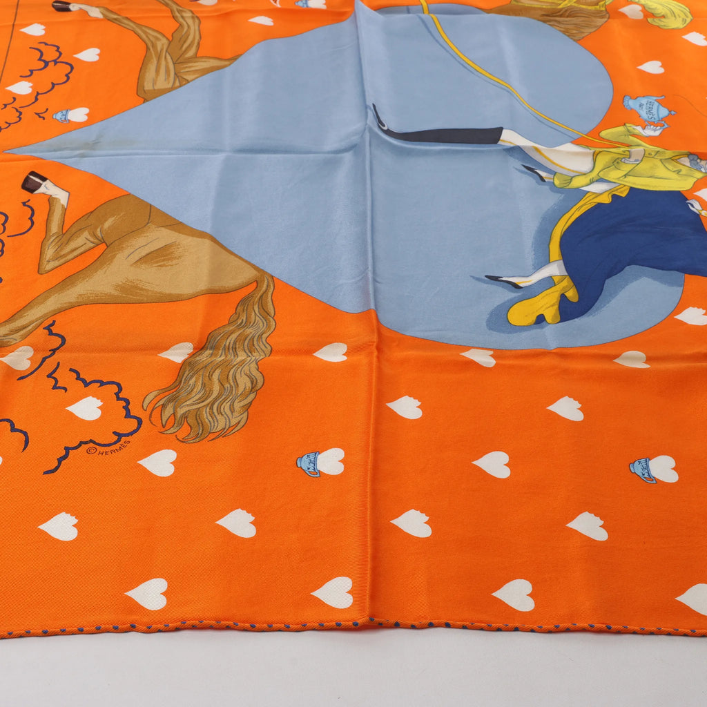 Hermès Carré 70 "Hermes Tea Time" Silk handkerchief in Orange