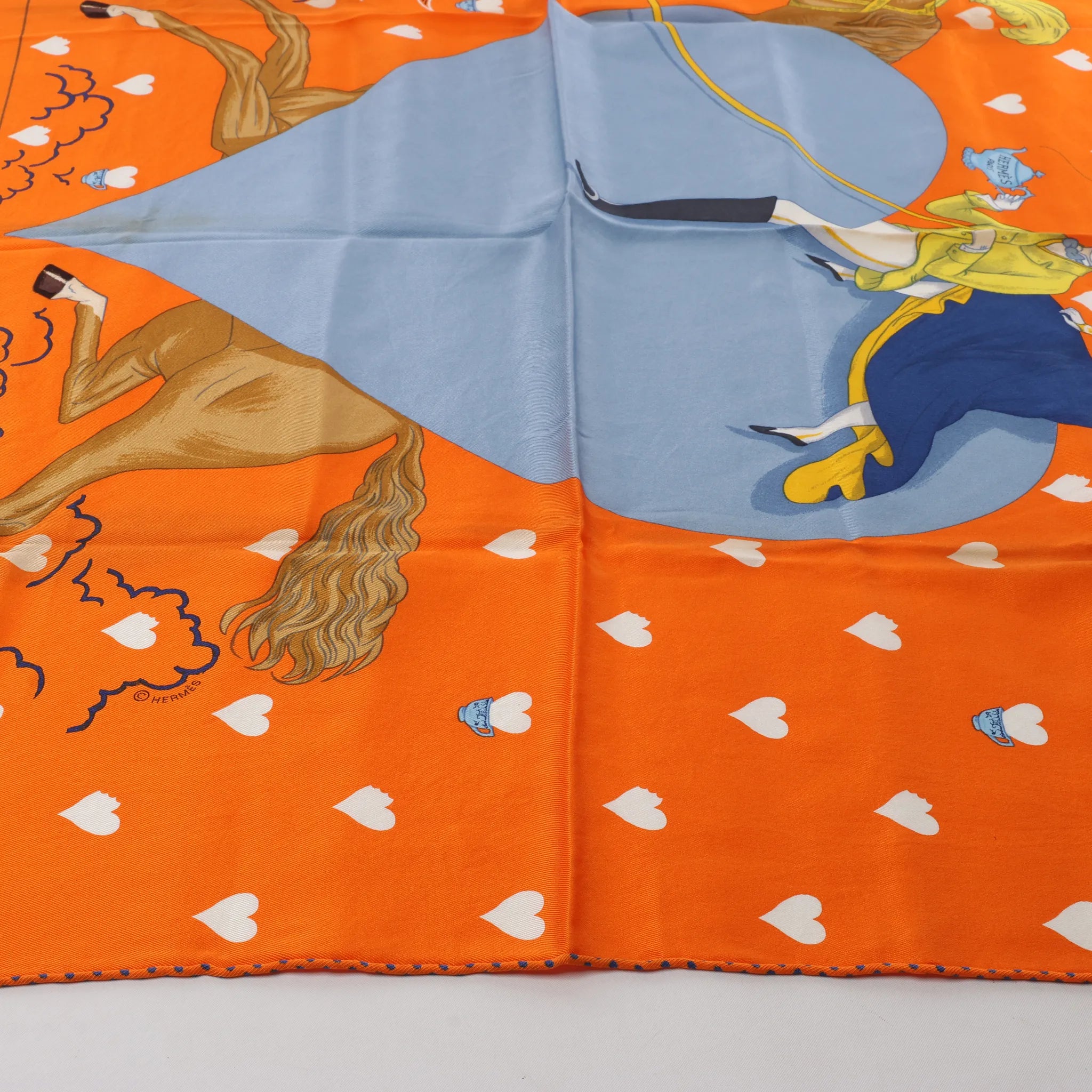Hermès Carré 70 "Hermes Tea Time" Silk handkerchief in Orange