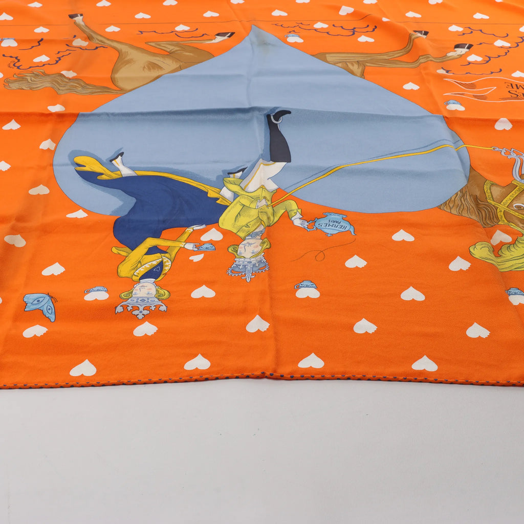 Hermès Carré 70 "Hermes Tea Time" Silk handkerchief in Orange
