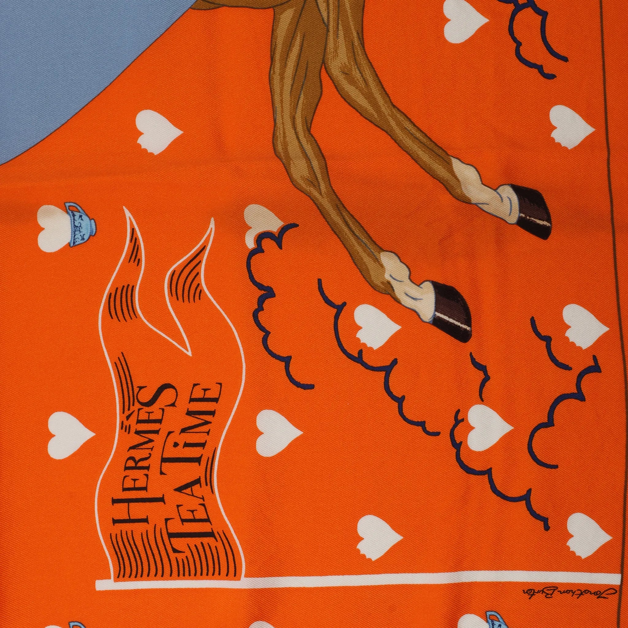 Hermès Carré 70 "Hermes Tea Time" Silk handkerchief in Orange