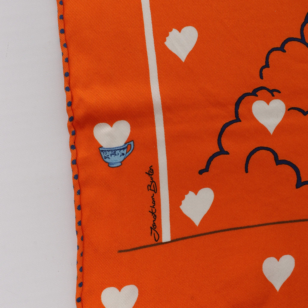 Hermès Carré 70 "Hermes Tea Time" Silk handkerchief in Orange