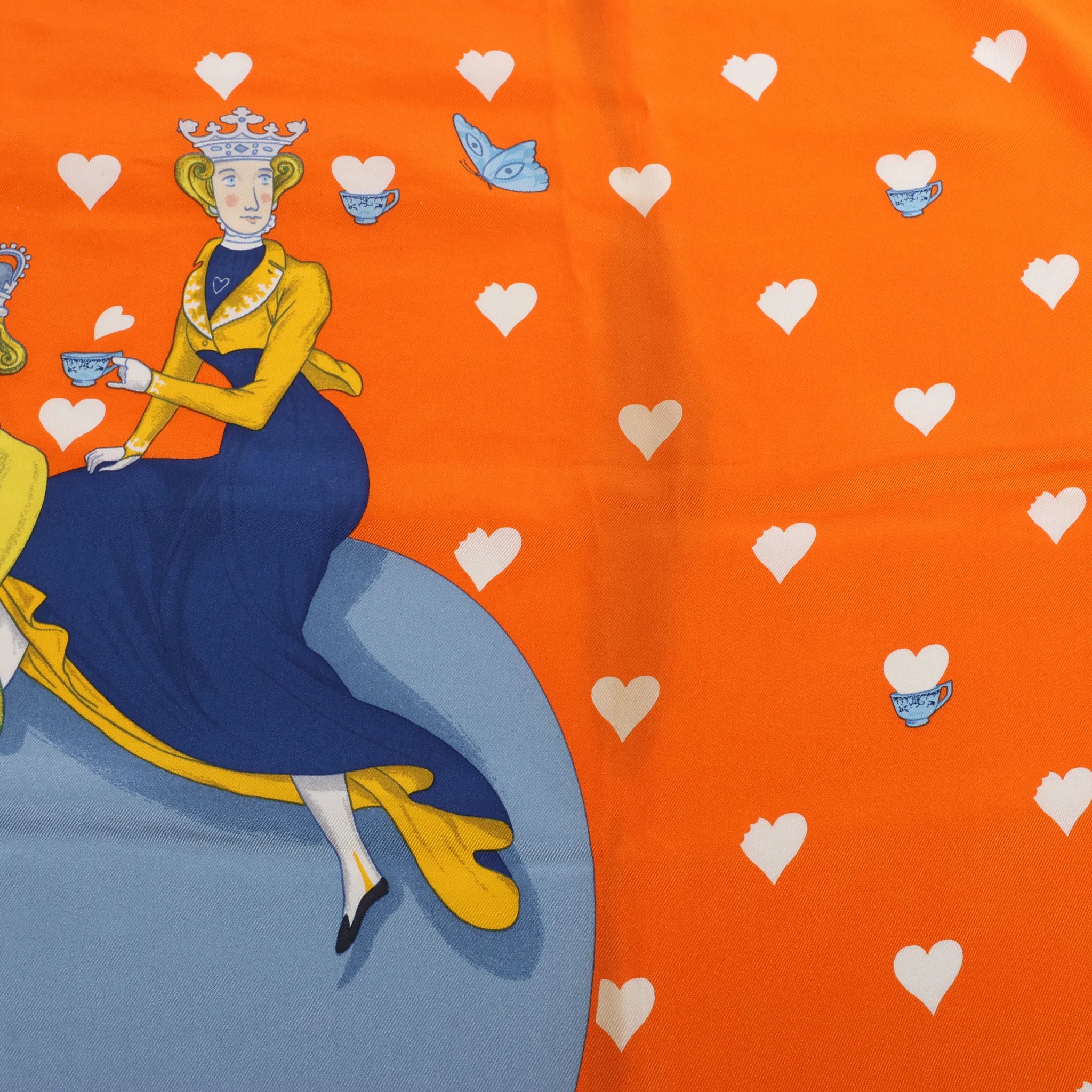 Hermès Carré 70 "Hermes Tea Time" Silk handkerchief in Orange