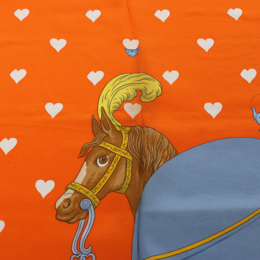 Hermès Carré 70 "Hermes Tea Time" Silk handkerchief in Orange