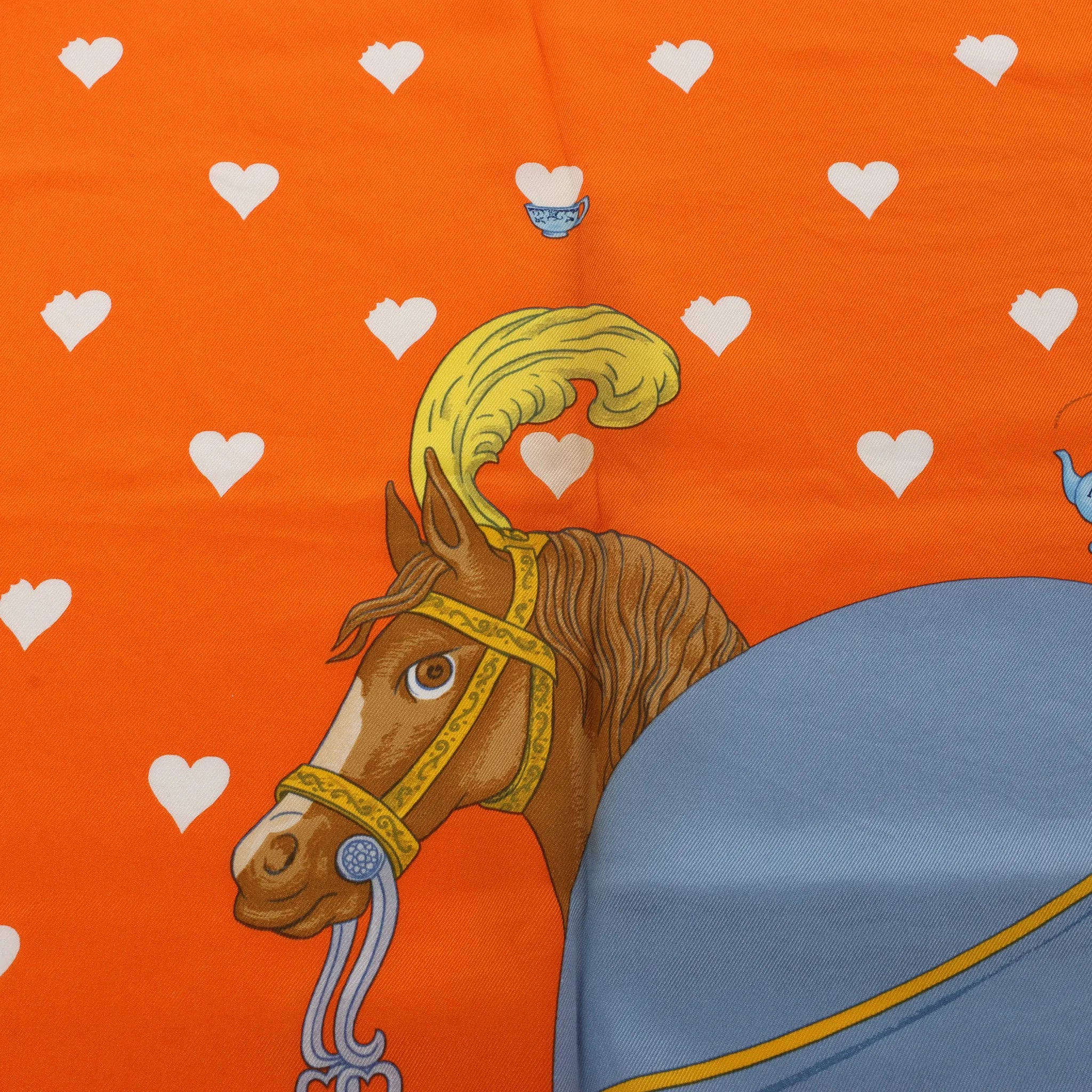 Hermès Carré 70 "Hermes Tea Time" Silk handkerchief in Orange