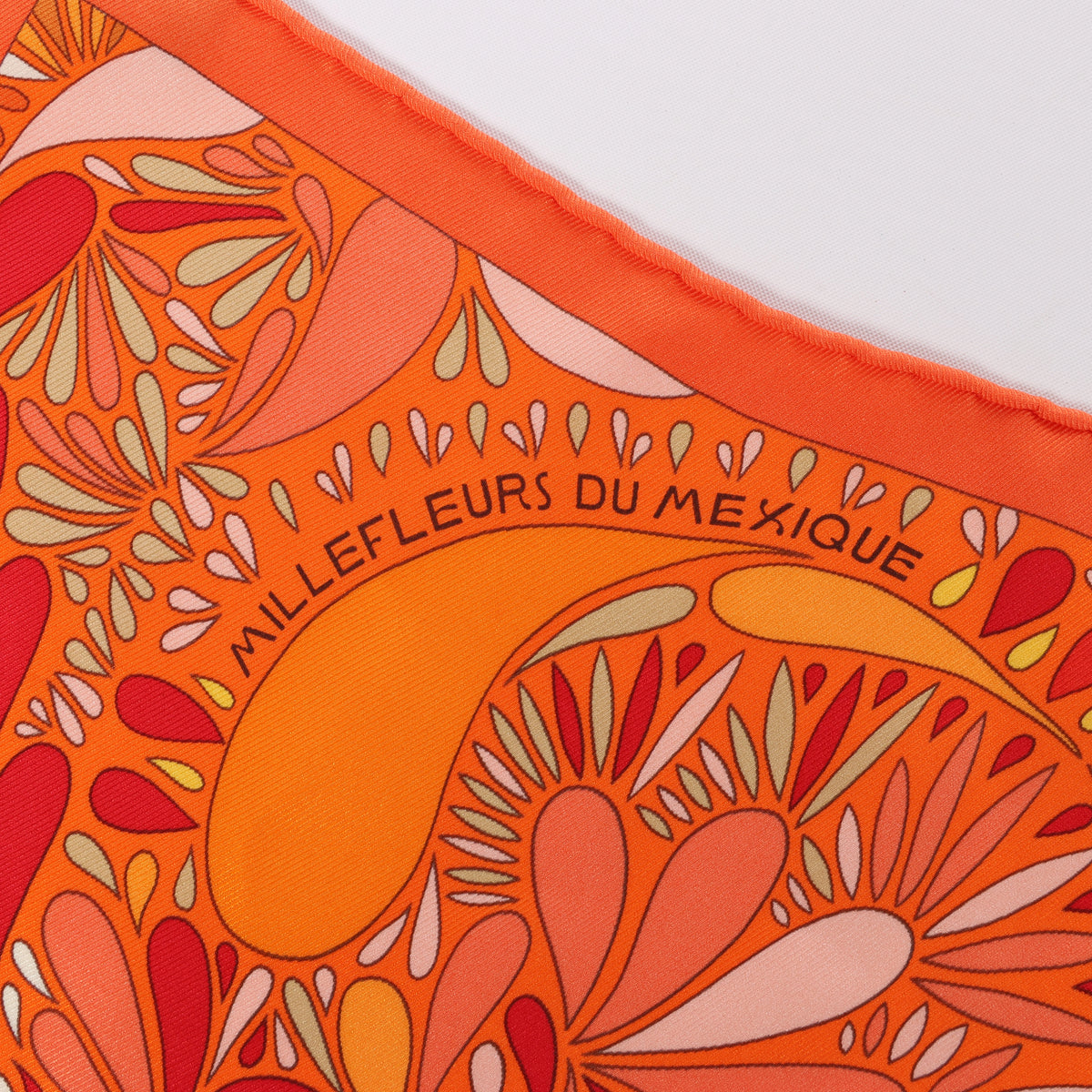 Hermès Carré 70 "MILLEFLEURS DU MEXIQUE" Silk handkerchief in Orange