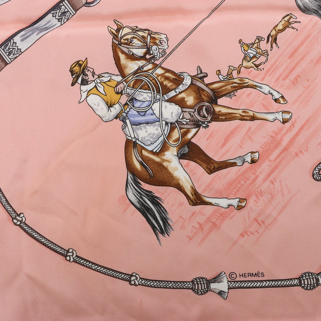 Hermès Carré 70 "Pampa prairie" Silk handkerchief in Pink