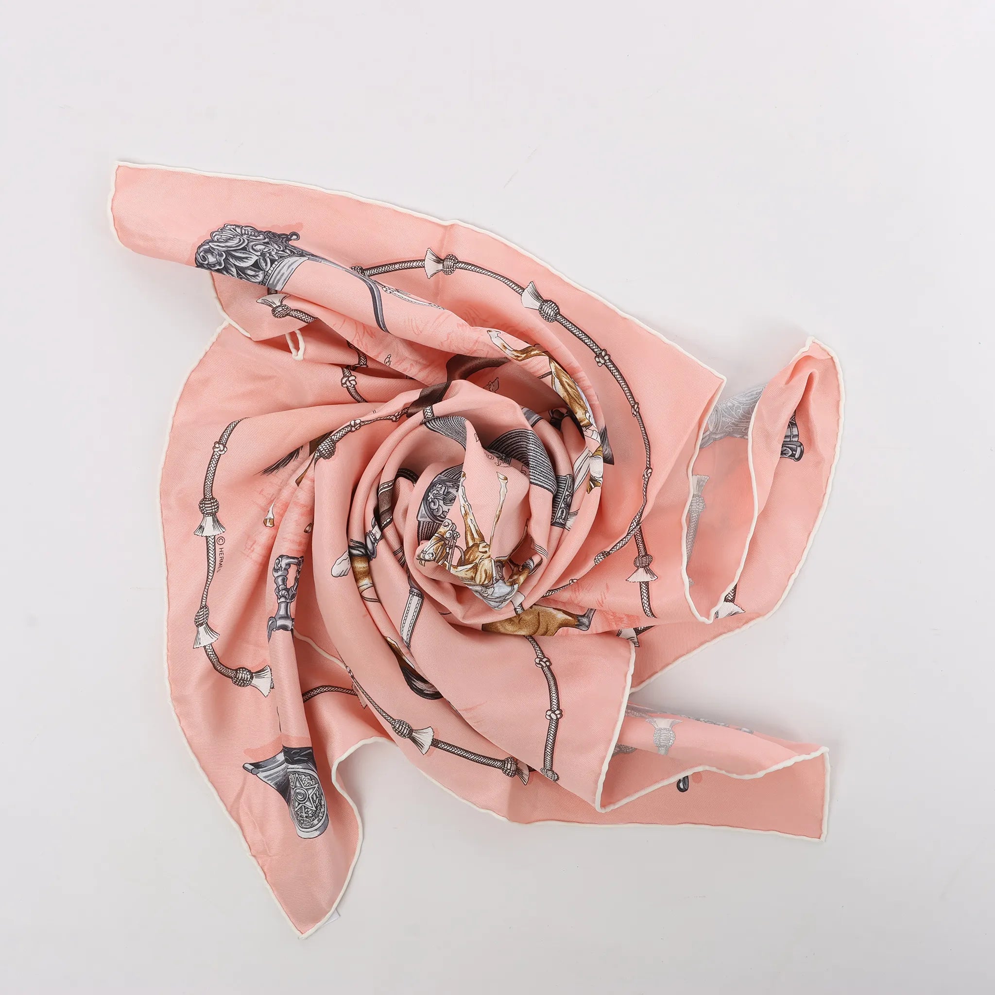 Hermès Carré 70 "Pampa prairie" Silk handkerchief in Pink